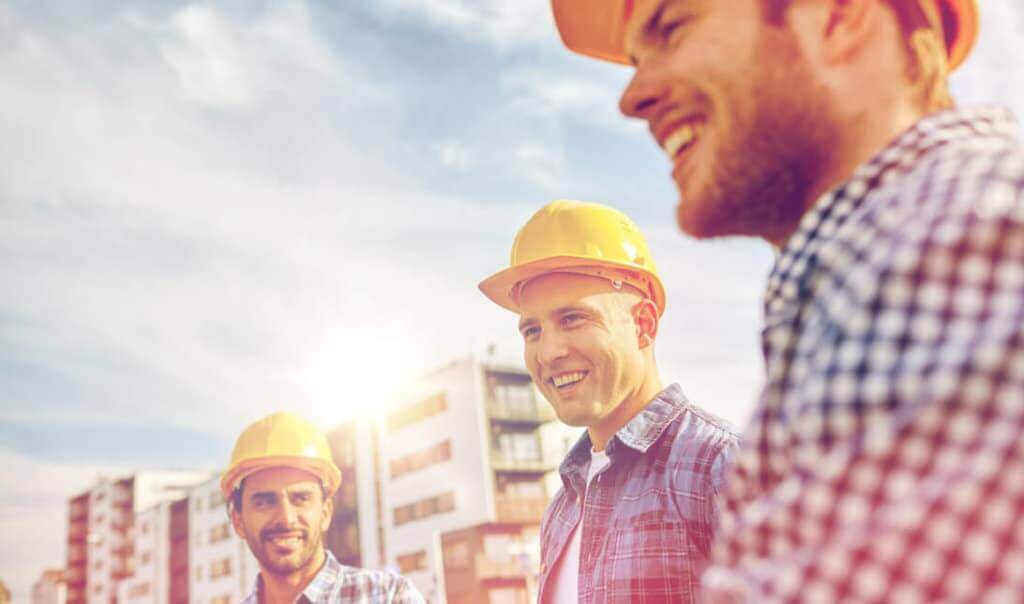 Construction workers at work