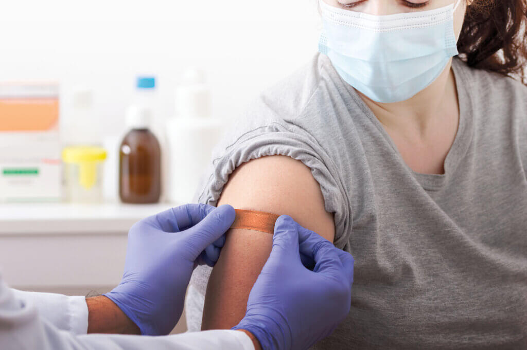 Person receiving workplace flu vaccination